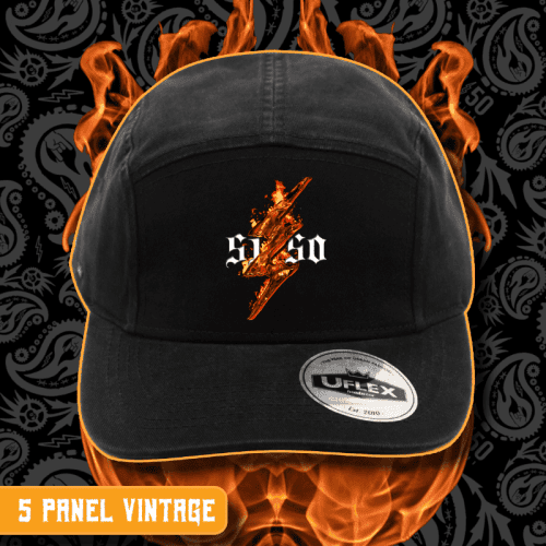 5150 Clothing Co. | Standard Issue | U-Flex 5 Panel Vintage Washed Cap | Flamin' Bolt