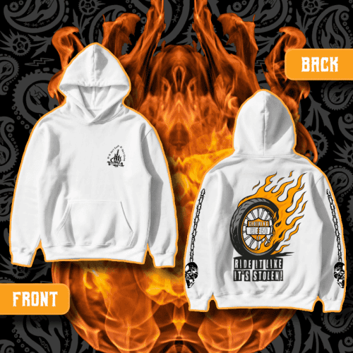 "Ride It Like It's Stolen!" Standard Issue White Hoodie | 5150 Clothing Co.
